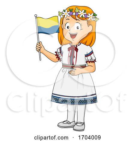 Kid Girl Traditional Ukraine Flag Illustration by BNP Design Studio