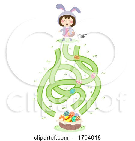 Kid Girl Bunny Maze Easter Illustration by BNP Design Studio