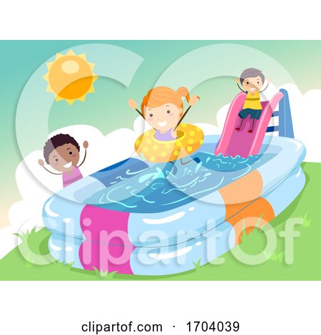 Stickman Kids Inflatable Pool Slide Illustration by BNP Design Studio