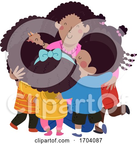 Kids Black Students Hug Teacher Illustration by BNP Design Studio