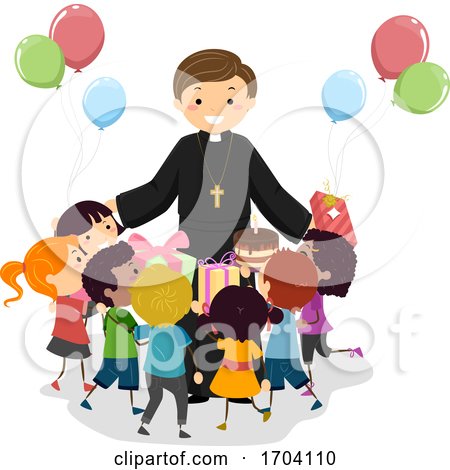 Stickman Kids Priest Birthday Gift Illustration by BNP Design Studio