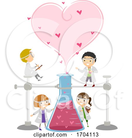 Stickman Kids Science Valentines Illustration by BNP Design Studio