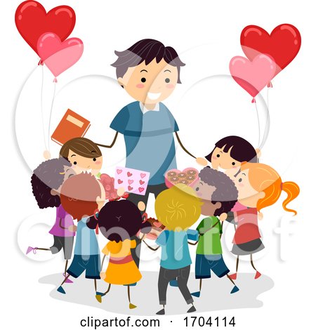 Stickman Kids Teacher Valentines Gift Illustration by BNP Design Studio