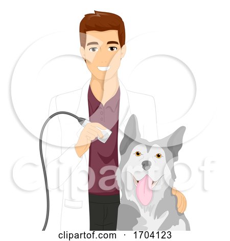 Man Vet Dog Ultrasound Illustration by BNP Design Studio