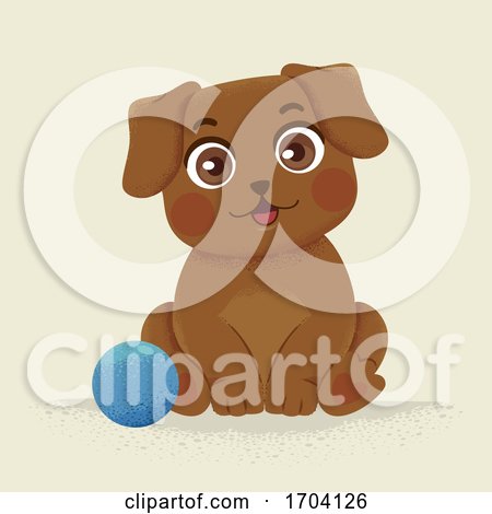 Brown Dog Sitting Ball Illustration by BNP Design Studio