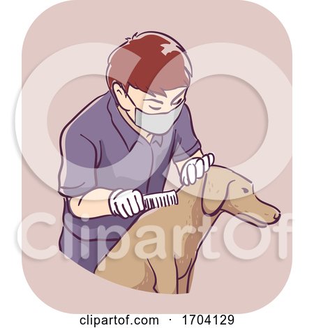 Man Pest Control Pet Flea Inspection Illustration by BNP Design Studio