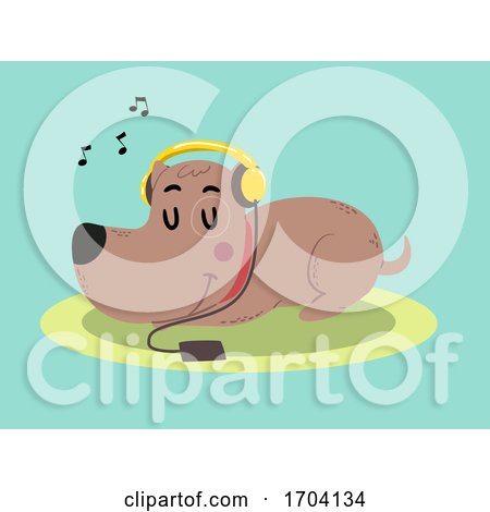 Dog Love Listening Music Illustration by BNP Design Studio