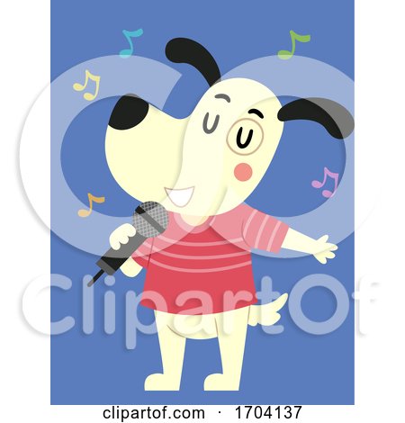 Dog Mascot Microphone Singing Illustration by BNP Design Studio