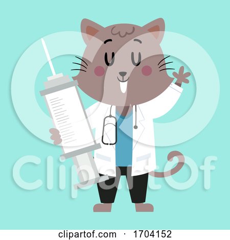 Cat Doc Vet Syringe Illustration by BNP Design Studio