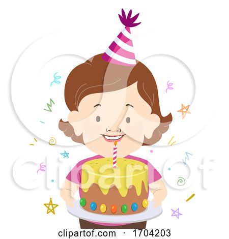 Girl Dwarfism Birthday Cake Party Hat Illustration by BNP Design Studio