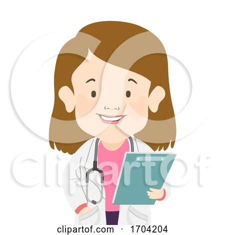 Girl Dwarfism Doctor Clipboard Illustration by BNP Design Studio