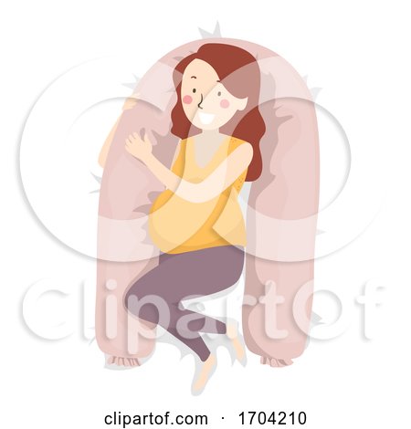 Girl Pregnant Maternity Pillow Illustration by BNP Design Studio