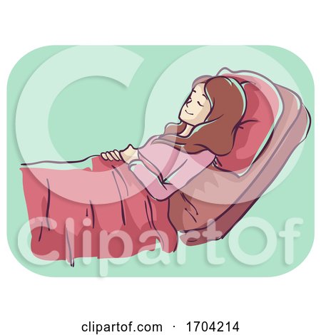Girl Sleeping Inclined Bed Illustration by BNP Design Studio