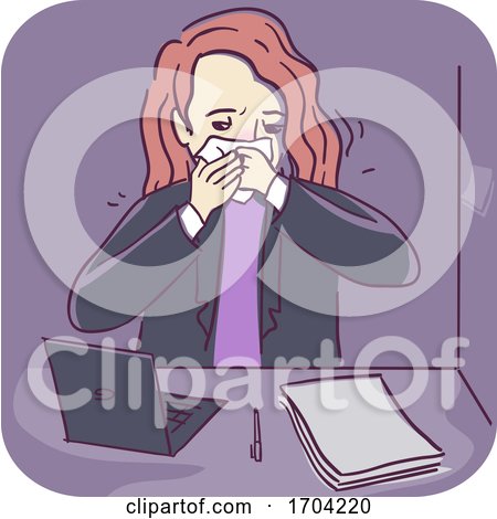 Woman Office Working Sick Illustration by BNP Design Studio