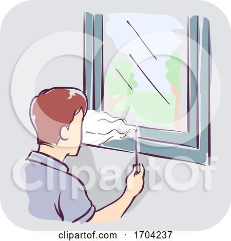 Man Incense Window Gaps Inspect Illustration by BNP Design Studio