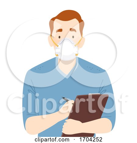 Man Nurse N95 Face Mask Clipboard Illustration by BNP Design Studio