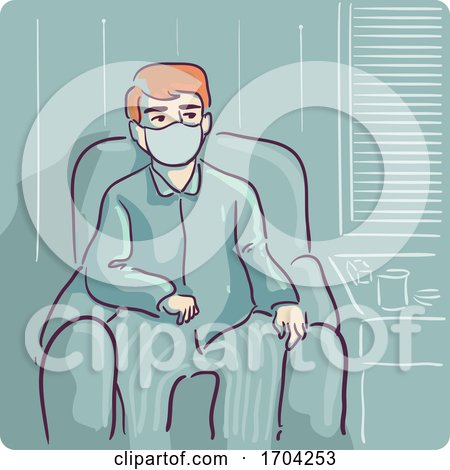 Man Self Quarantine Inside House Illustration by BNP Design Studio
