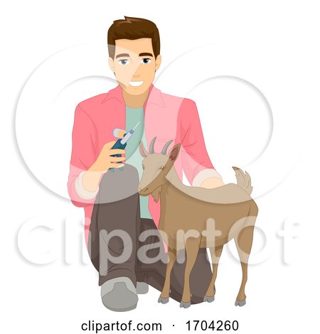 Man Animal Husbandry Goat Vaccination Illustration by BNP Design Studio