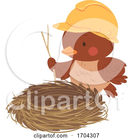 Mascot Bird Build Nest Illustration by BNP Design Studio