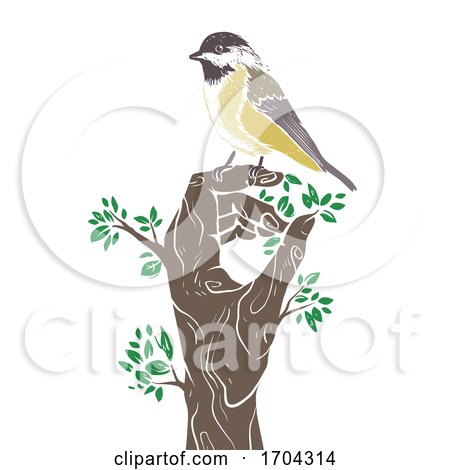 Hand Tree Bird Tit Illustration by BNP Design Studio