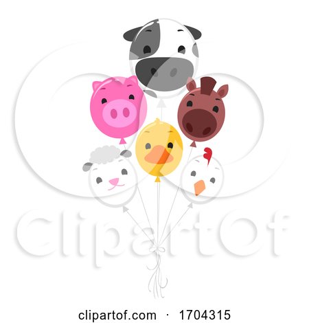 Farm Animals Balloons Illustration by BNP Design Studio
