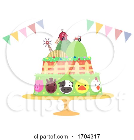 Farm Birthday Cake Buntings Illustration by BNP Design Studio