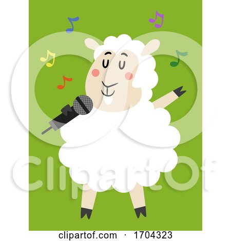 Mascot Sheep Microphone Sing Illustration by BNP Design Studio