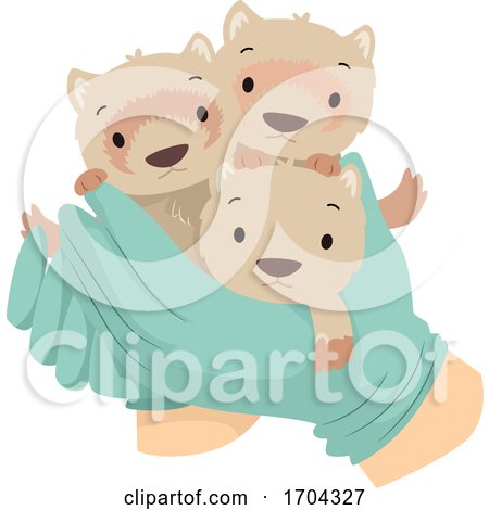 Hand Gloves Baby Ferrets Save Illustration by BNP Design Studio