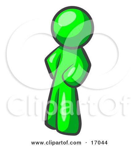 Lime Green Man Standing With His Hands on His Hips Clipart Illustration by Leo Blanchette