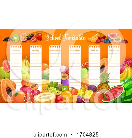School Timetable Schedule with Tropical Fruits by Vector Tradition SM