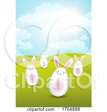 Easter Bunnies in Sunny Landscape by KJ Pargeter
