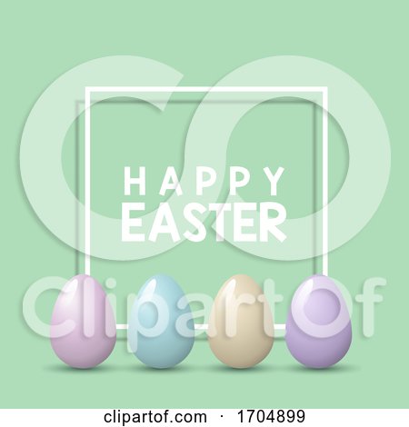 Easter Background with Pastel Eggs on White Frame by KJ Pargeter