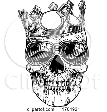 Skull Cool Sunglasses Skeleton in Shades and Crown by AtStockIllustration