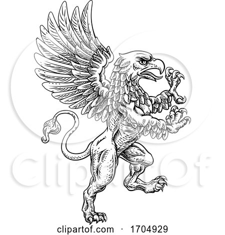 Griffon Rampant Gryphon Coat of Arms Crest Mascot by AtStockIllustration