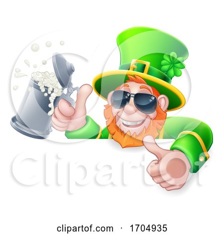 Leprechaun St Patricks Day Cartoon in Shades Sign by AtStockIllustration