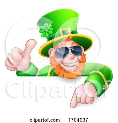 Leprechaun St Patricks Day Cool Shades Cartoon by AtStockIllustration