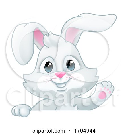 Easter Bunny Rabbit Cartoon Sign by AtStockIllustration