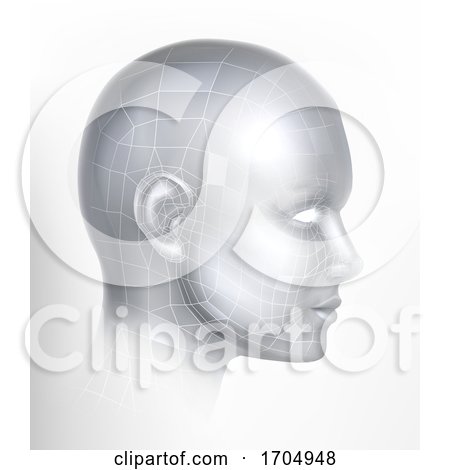 Cyber 3D Technology Face Digital Tech AI Head by AtStockIllustration