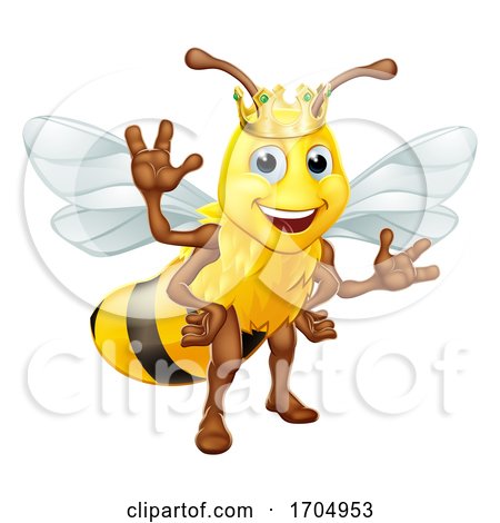Queen Honey Bumble Bee Bumblebee in Crown Cartoon by AtStockIllustration
