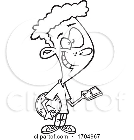 Lineart Cartoon Boy Buying Time by toonaday