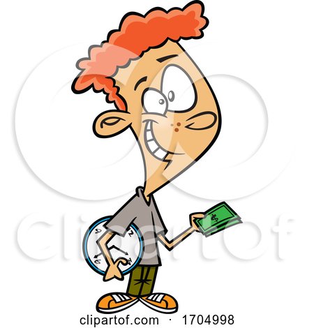 Clipart Cartoon Boy Buying Time by toonaday