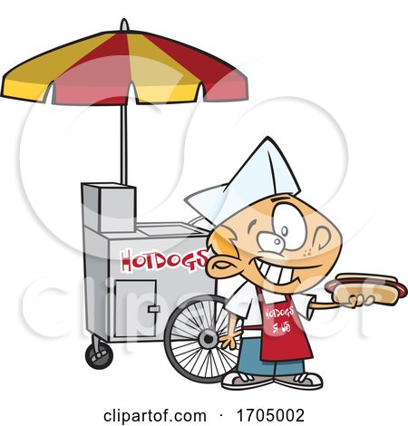 Clipart Cartoon Hot Dog Vendor Boy by toonaday