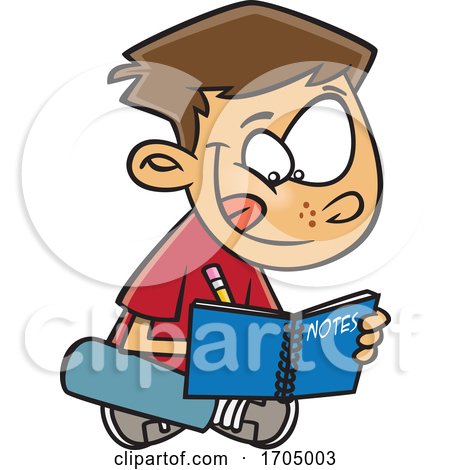 Clipart Cartoon Boy Writing Notes by toonaday