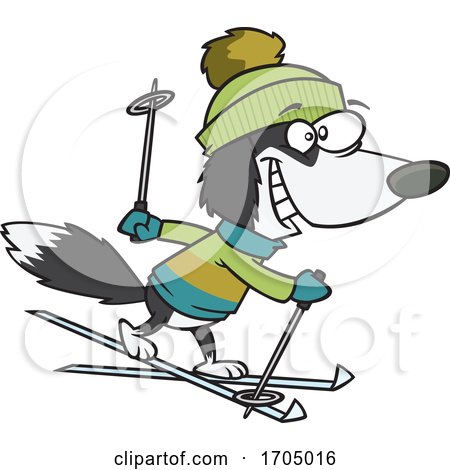 Clipart Cartoon Skiing Dog by toonaday