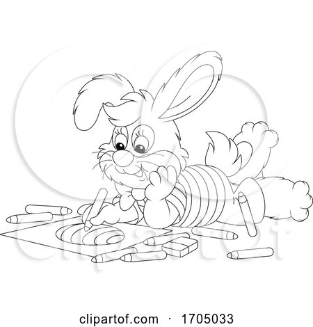 Bunny Rabbit Coloring an Easter Egg by Alex Bannykh