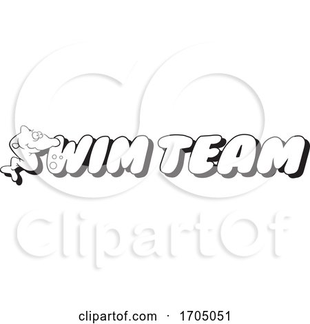 Clipart Cartoon Black and White Sea Creature Swim Team Design by Johnny Sajem