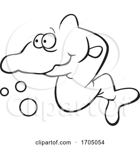 Clipart Cartoon Black and White Sea Creature by Johnny Sajem