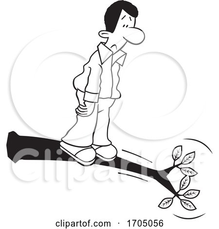 Clipart Cartoon Black Man out on a Limb by Johnny Sajem