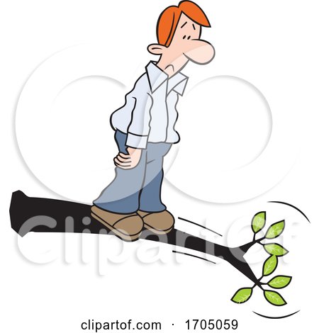 Clipart Cartoon White Man out on a Limb by Johnny Sajem