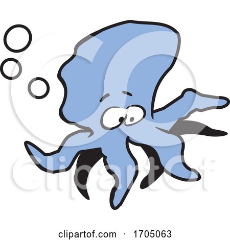 Cartoon Octopus with Bubbles by Johnny Sajem
